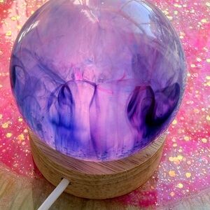 Purple and Blue Glass Sphere Lamp